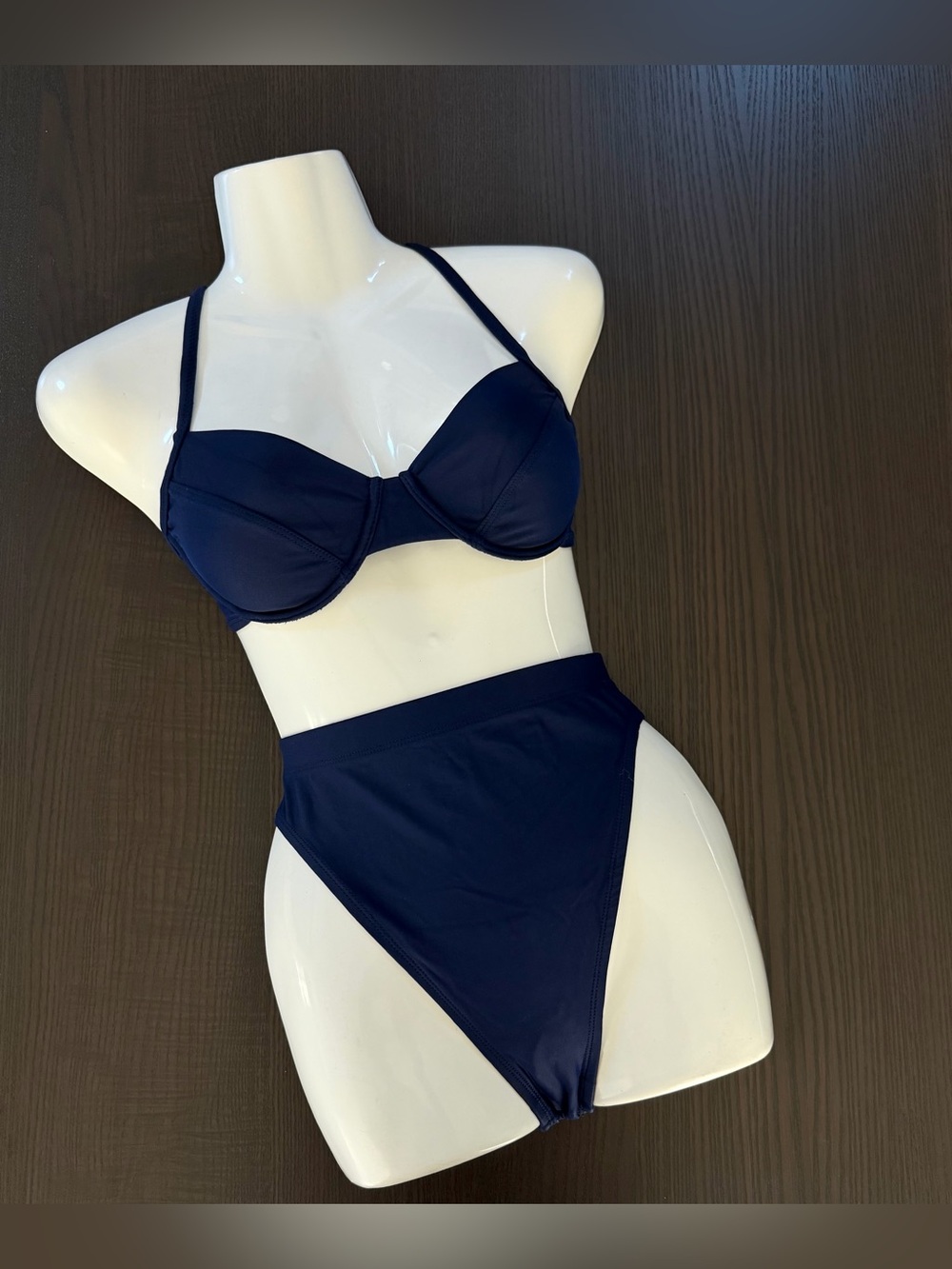 Navy High-Waist Bikini Set - Women Swim